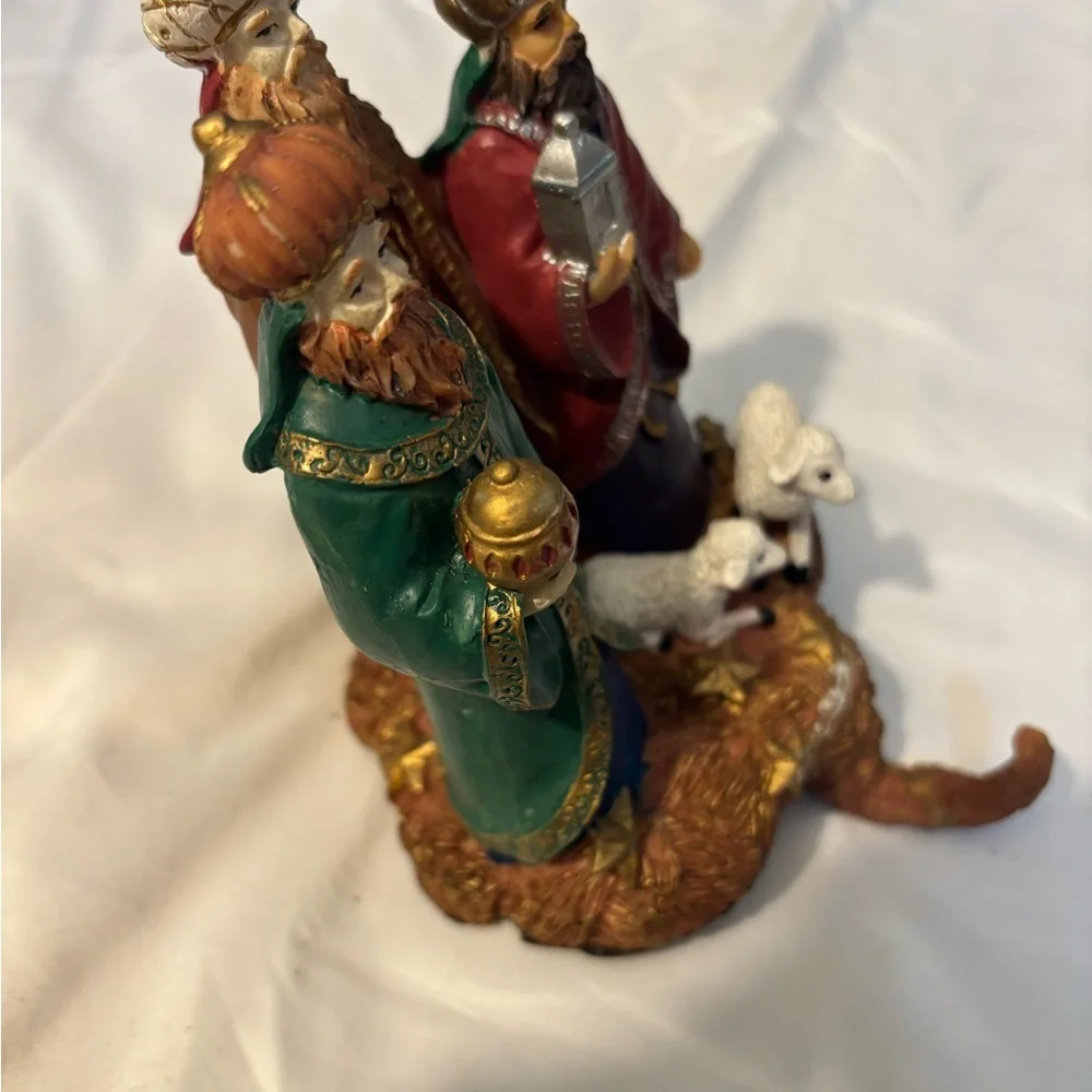 Vintage Three Wise Men Sock Hanger Holiday Figurine Multicolor Ceramic Heavy